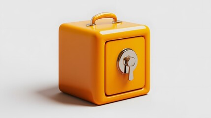
cartoon 3d icon of safe with lock. 3d illustration for finance and banking on white background. simple 3d rendering of safe on platform, white background