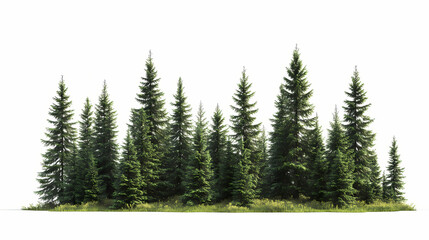 Fototapeta premium Fir tree forest conifers hq arch viz cutout, lens mm 3d render plants. Forest. Illustration