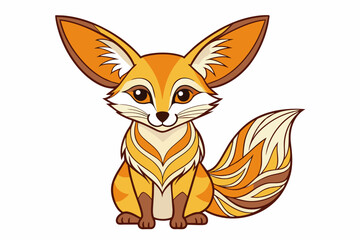  Cute fennec foxes front view abstract vector art illustration