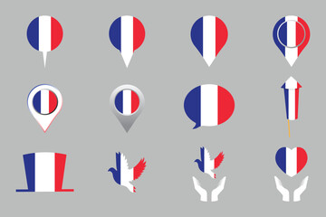Fototapeta premium Flag of France Set, original and simple France flag Bundle, vector illustration of France flag Collection 