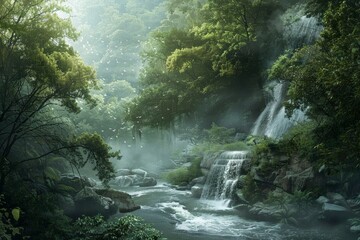 A divine landscape of lush forests and flowing rivers