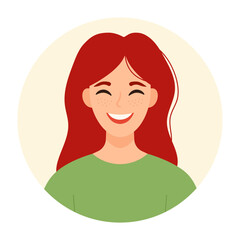 Portrait of red-haired woman. Female avatars. Vector illustration in flat style