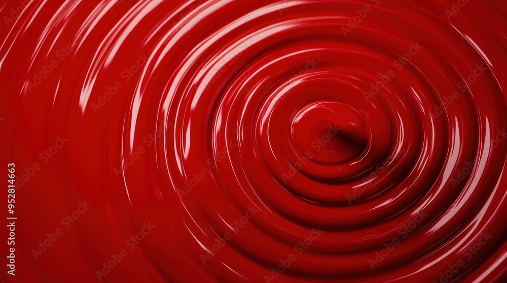 Poster abstract close-up of red paint swirls forming concentric circles, creating a vibrant and dynamic tex