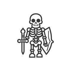 Skeleton Warrior Holding Sword and Shield