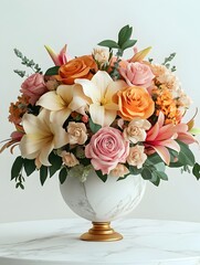 Ornate and Elegant Floral Table Centerpiece Arrangement in Timeless Sophisticated Still Life Style