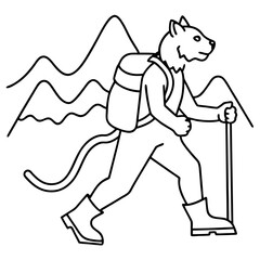 Mountain Lion Hiker Vector Art Illustration