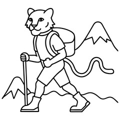 Mountain Lion Hiker Vector Art Illustration