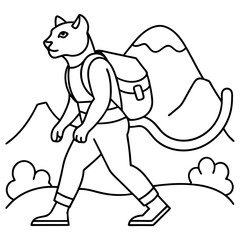 Mountain Lion Hiker Vector Art Illustration