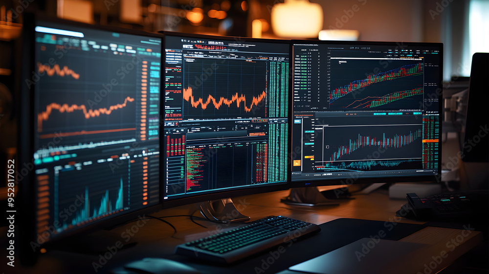 Aufkleber detailed stock market chart viewed on computer for in-depth analysis