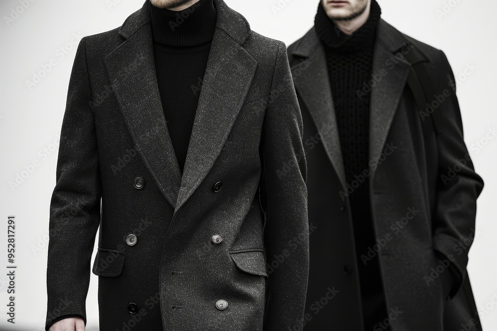Aufkleber Minimalist, monochromatic ensembles with clean lines and structured tailoring