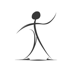 Fototapeta premium Stick Figure Illustration of a Person Walking with One Arm Raised