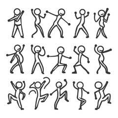 Stick Figure People in Various Poses and Actions