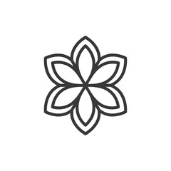 Naklejka premium Stylized Black and White Flower with Six Petals
