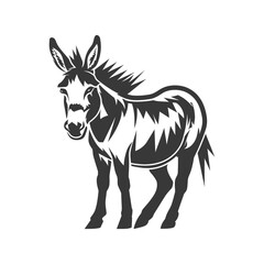 Fototapeta premium Stylized Black and White Illustration of a Donkey