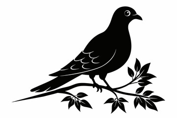  A dove bird on a tree silhouette black vector art illustration 