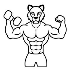 
Mountain Lion-Headed Bodybuilder Vector Art