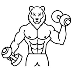 
Mountain Lion-Headed Bodybuilder Vector Art