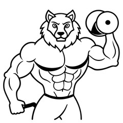 
Mountain Lion-Headed Bodybuilder Vector Art