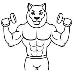 
Mountain Lion-Headed Bodybuilder Vector Art