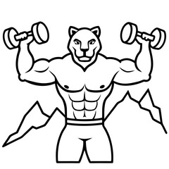 
Mountain Lion-Headed Bodybuilder Vector Art