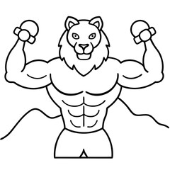 
Mountain Lion-Headed Bodybuilder Vector Art