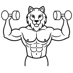 
Mountain Lion-Headed Bodybuilder Vector Art