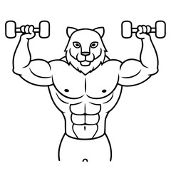 
Mountain Lion-Headed Bodybuilder Vector Art