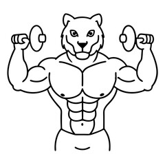 
Mountain Lion-Headed Bodybuilder Vector Art