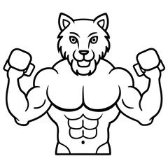 
Mountain Lion-Headed Bodybuilder Vector Art