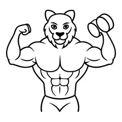
Mountain Lion-Headed Bodybuilder Vector Art