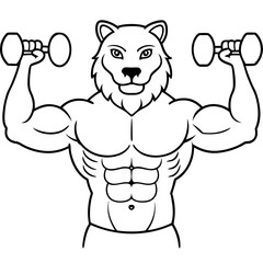 
Mountain Lion-Headed Bodybuilder Vector Art