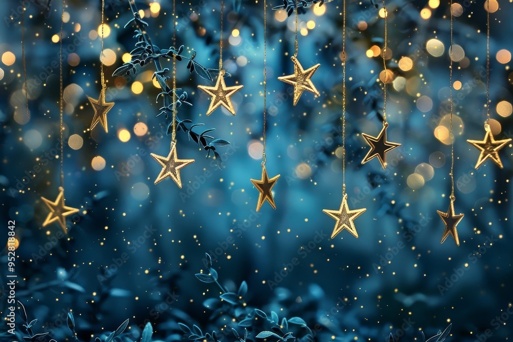 Poster sparkling stars twinkle in the enchanting background