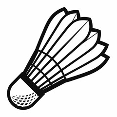 Minimalist Black Shuttlecock Line Art