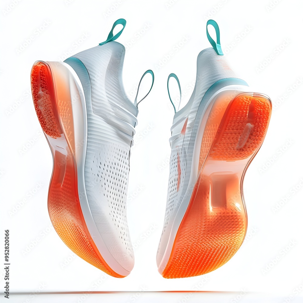 Poster sleek and contemporary running shoes captured in crisp minimalist 3d rendering