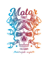 Vintage custom motorcycle poster. Original vector illustration in vintage style isolated on white background. T-shirt design.