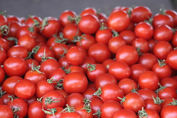 red cherry  tomatoes in market