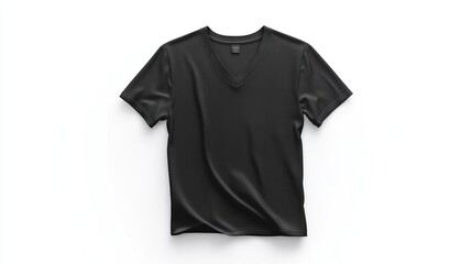 A plain black V-neck t-shirt displayed flat on a white background.