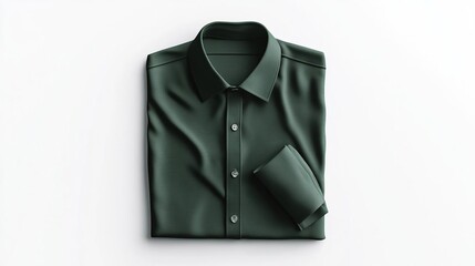 Naklejka premium A neatly folded green shirt with a collar and buttoned front, showcasing a sleek design.