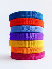 Vibrant Sweatbands Isolated on White Background with Minimalist Composition