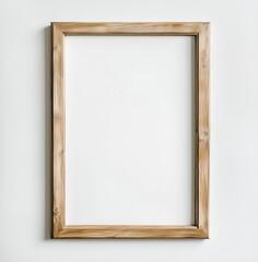 Obraz premium Minimalist Blank Light Wooden Frame Mockup with White Background – Ideal for Artwork, Photography, and Poster Presentations