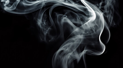 Smoke isolated on black background. Abstract white smoke on black background.