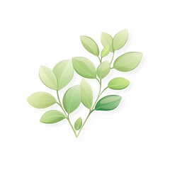 Lovely illustration of green leaf branch with fresh and elegant foliage on a white background, ideal for design and decoration purposes.