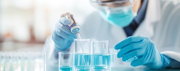 Fototapeta premium Biopharmaceutical lab optimizing downstream processing for higher yield, process optimization, protein purification
