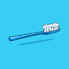 A cartoon style vector illustration toothbrush with simple shapes and flat colors.
