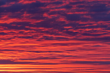 Fiery Flames Drowning in Volcanic Hues of the Evening Sky