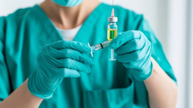 Lab technician preparing adjuvants for enhanced vaccine efficacy, immunological enhancement, vaccine development