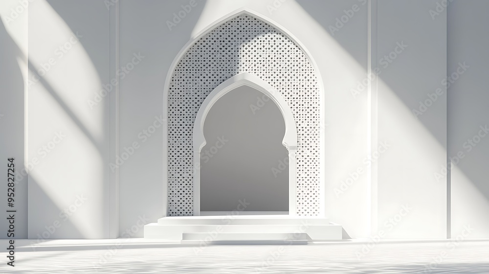 Poster white archway with intricate geometric pattern