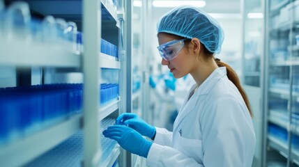 Lab technician using electrophoresis for protein analysis in drug development, protein separation, analytical chemistry
