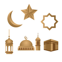 Elements muslim for maulid nabi with gold color 
