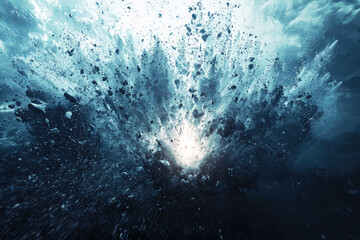 Fototapeta premium A Glimmer of Light Amidst the Chaos: A Stunning 3D Render of an Underwater Explosion